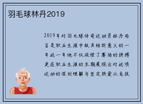 羽毛球林丹2019